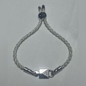 Michael Kors Silver Braided Bracelet with Lock Charm